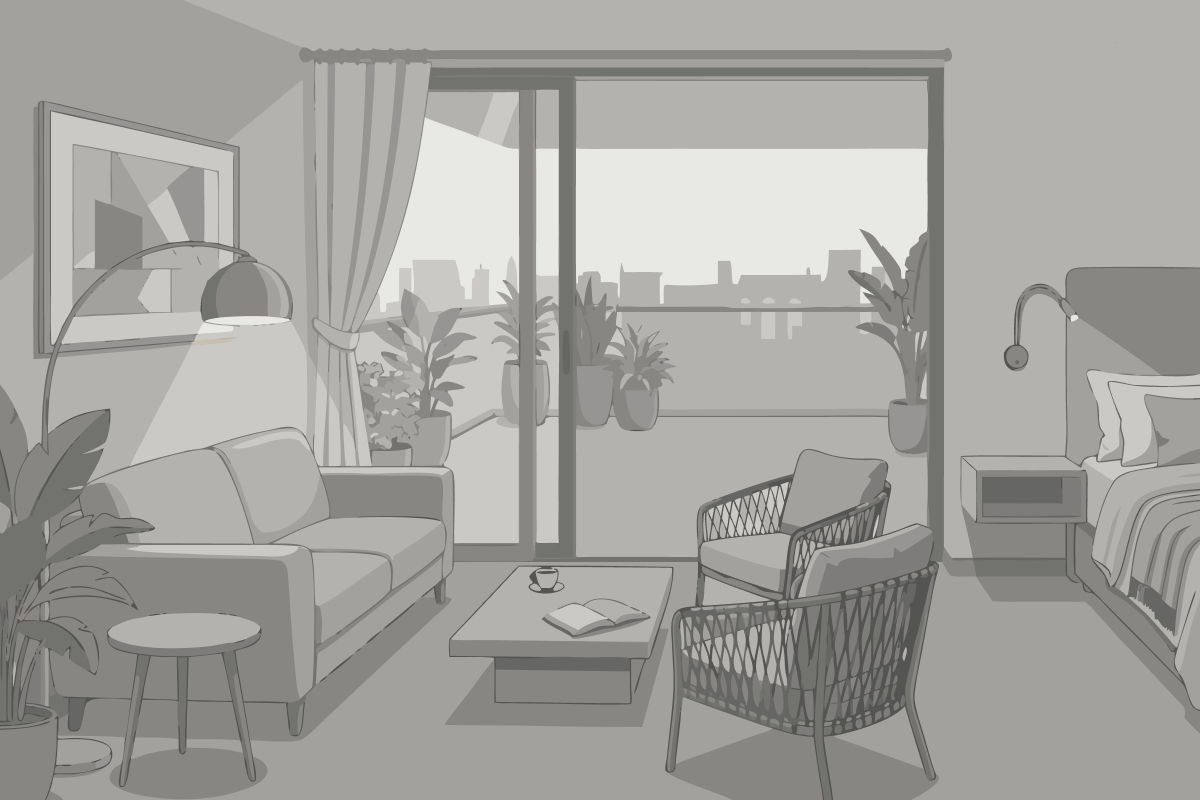 Apartment mit Gartenblick